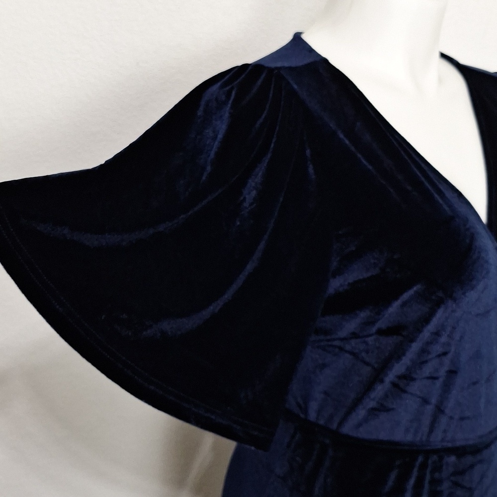 Baltic Born Navy Blue Meghan Velvet Whimsigoth Witchy Wrap Maxi Dress Size XXXL - Picture 10 of 14